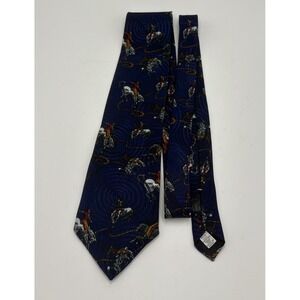 Jon-A-Lu‎ Mens 100% Polyester Woven Neck Tie Blue Western Cowboy Theme